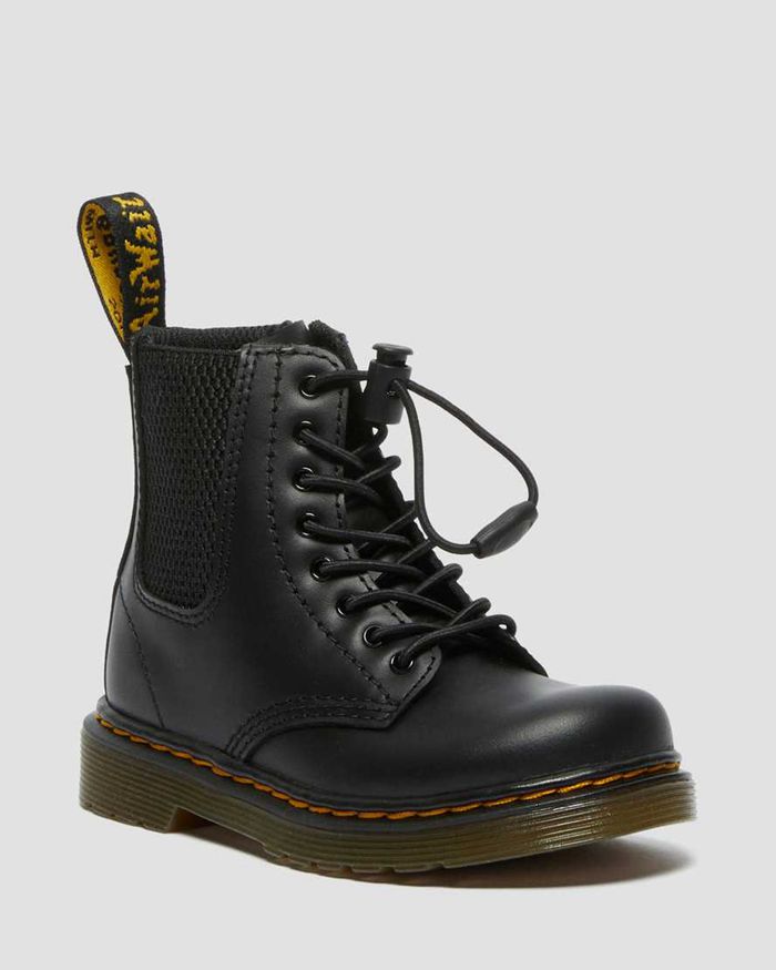 Dr Martens Kids Toddler 1460 Harper Leather Boots Black - 34762FAVM